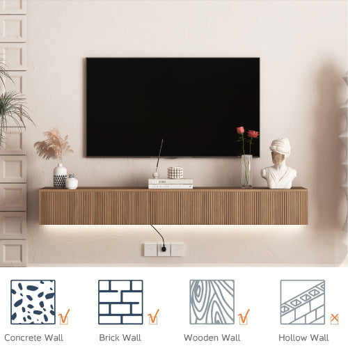 Wall Mounted TV Stand With 16 Color LEDs For 55 To 65 TVs