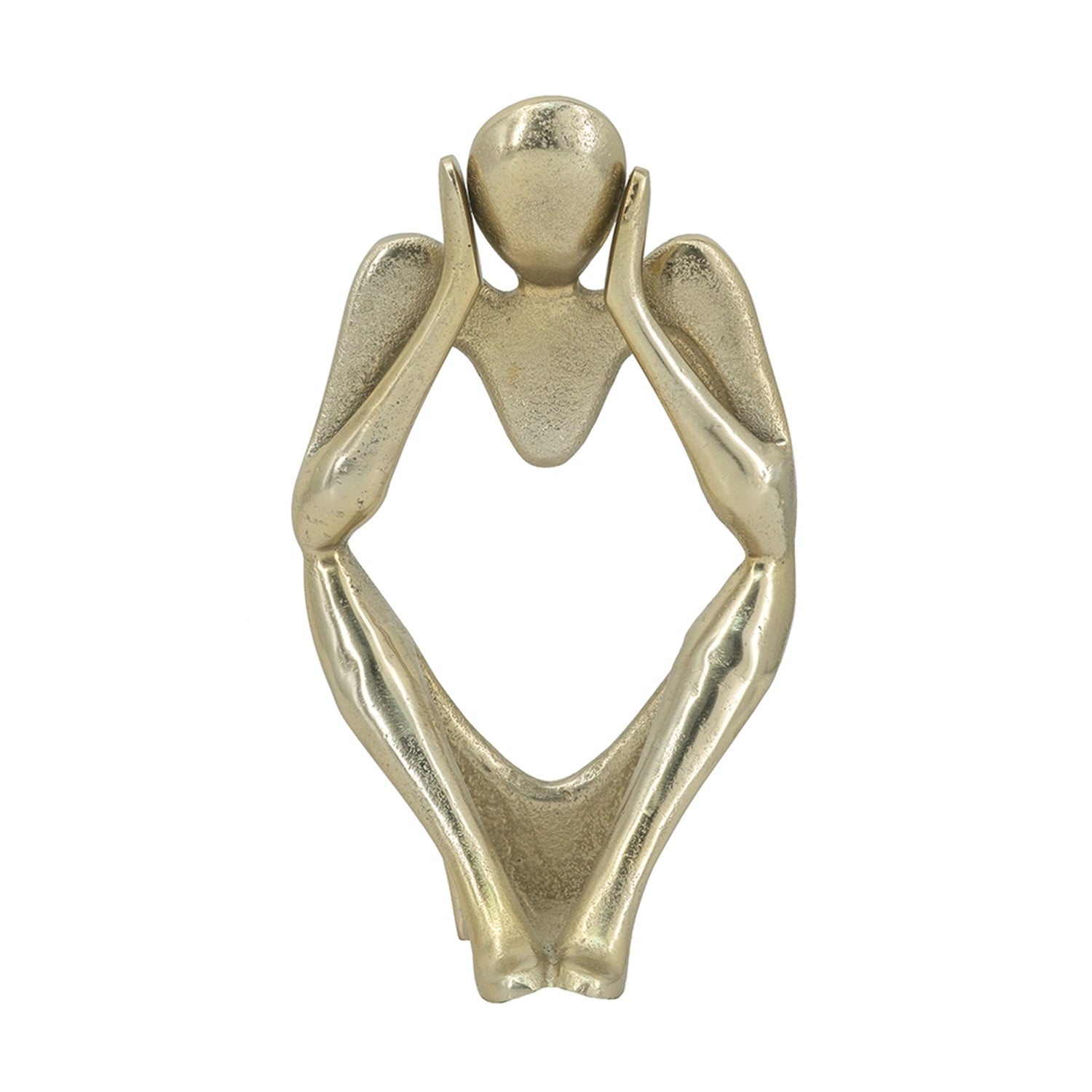 Gold aluminum abstract figurine by Anthony & Home, limited studio edition sculpture with modern, artistic design.