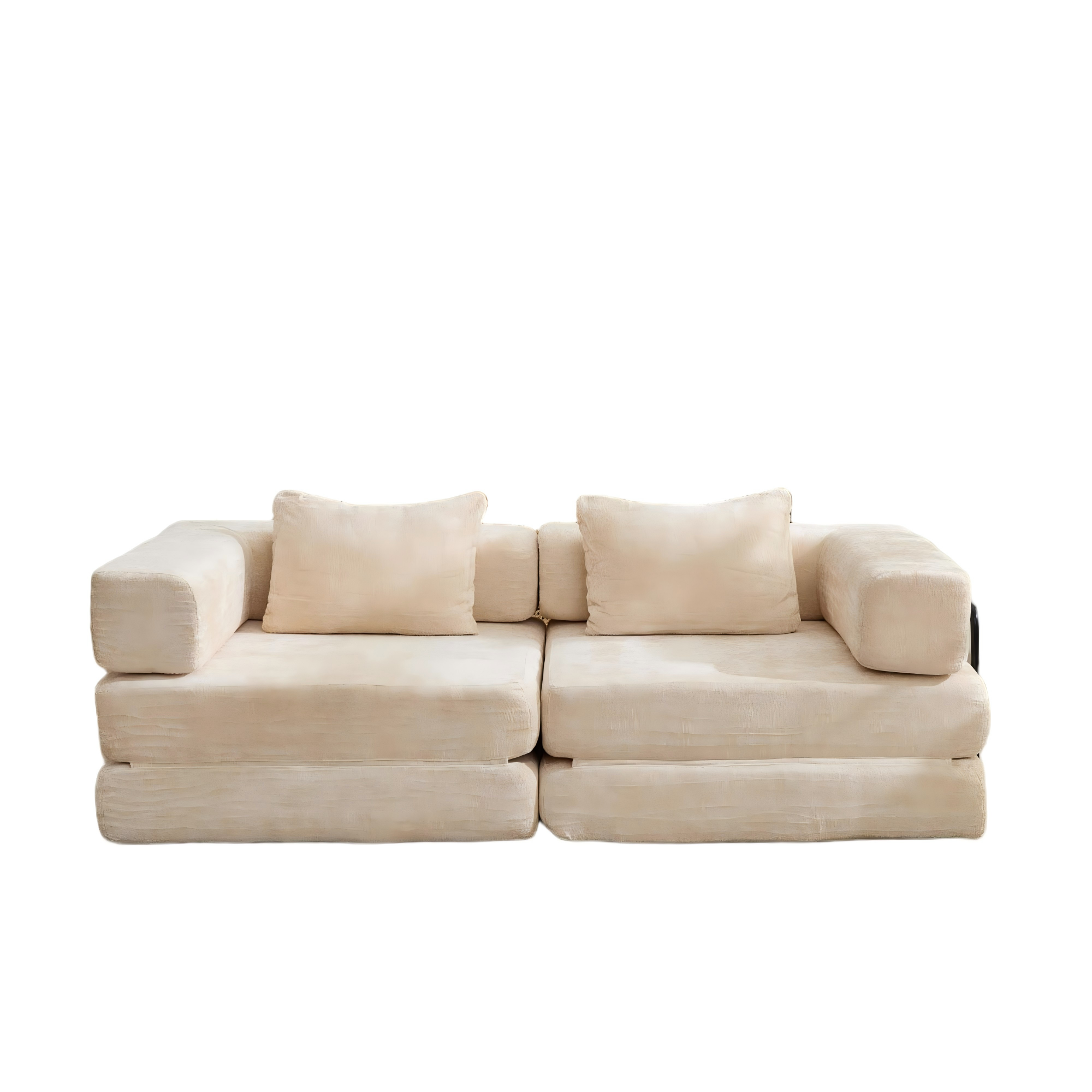 Chenille Convertible Floor Sofa Bed With Fixed Frame Memory Foam Seats Limited Edition