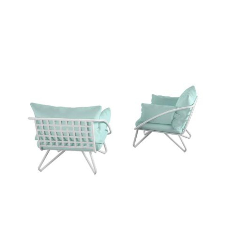 Teddi Outdoor Two Person Lounge Chairs Aqua Finish Set