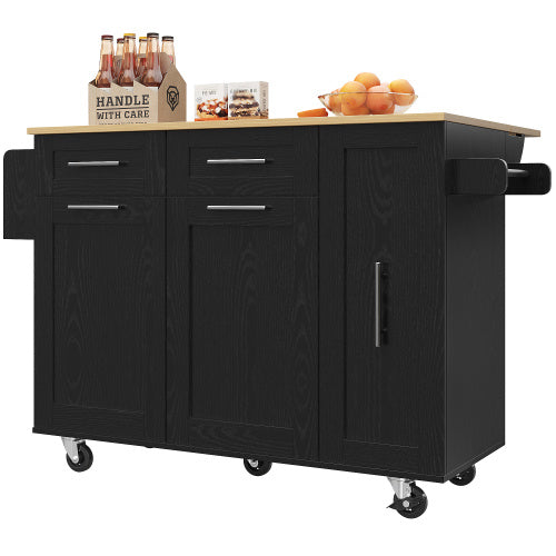 Modern Kitchen Island Cabinet Buffet Set Black With Storage
