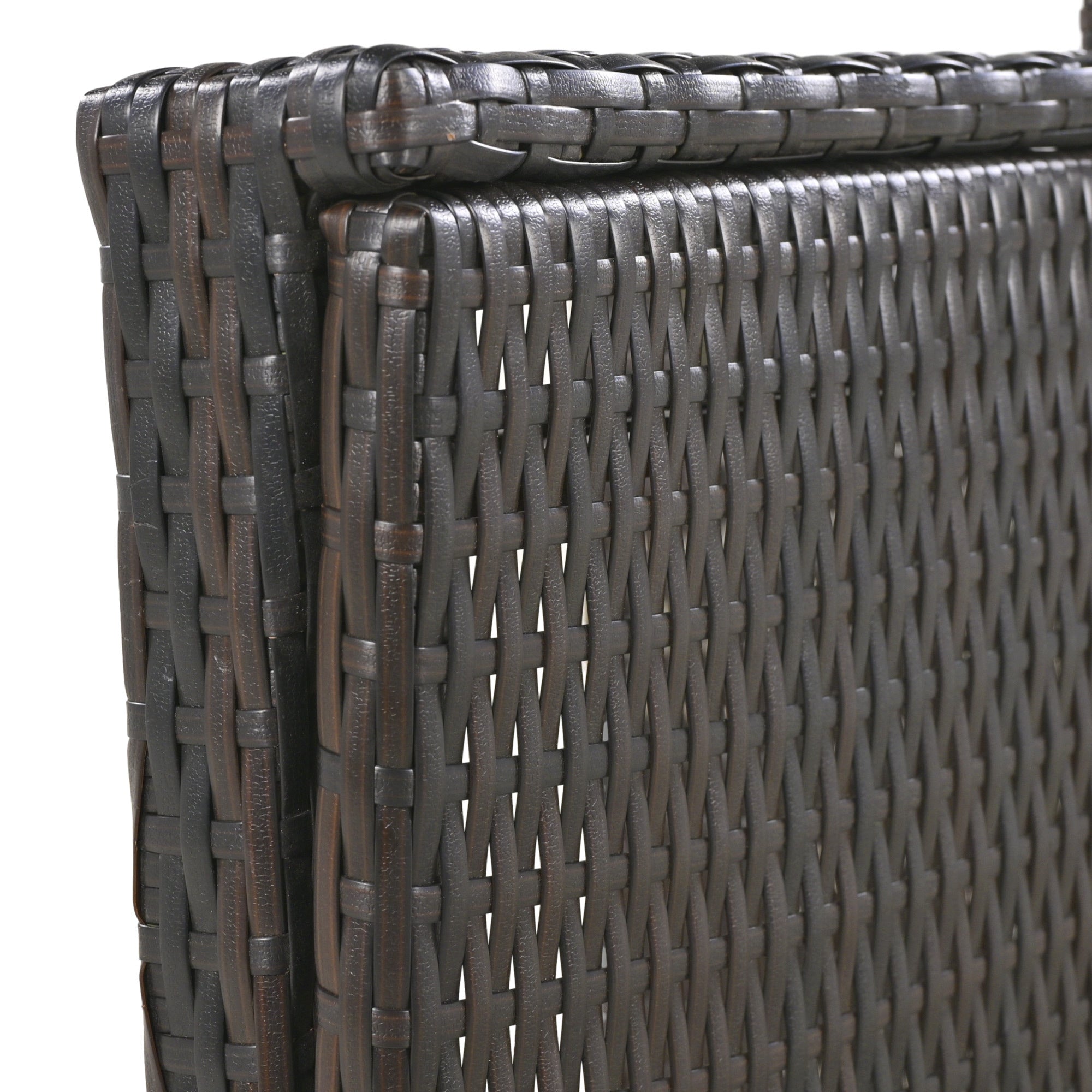 Anthony & Home outdoor wicker chaise lounges set with pull-out side table, dark brown, 5-level adjustable backrest, perfect for patio lounging.