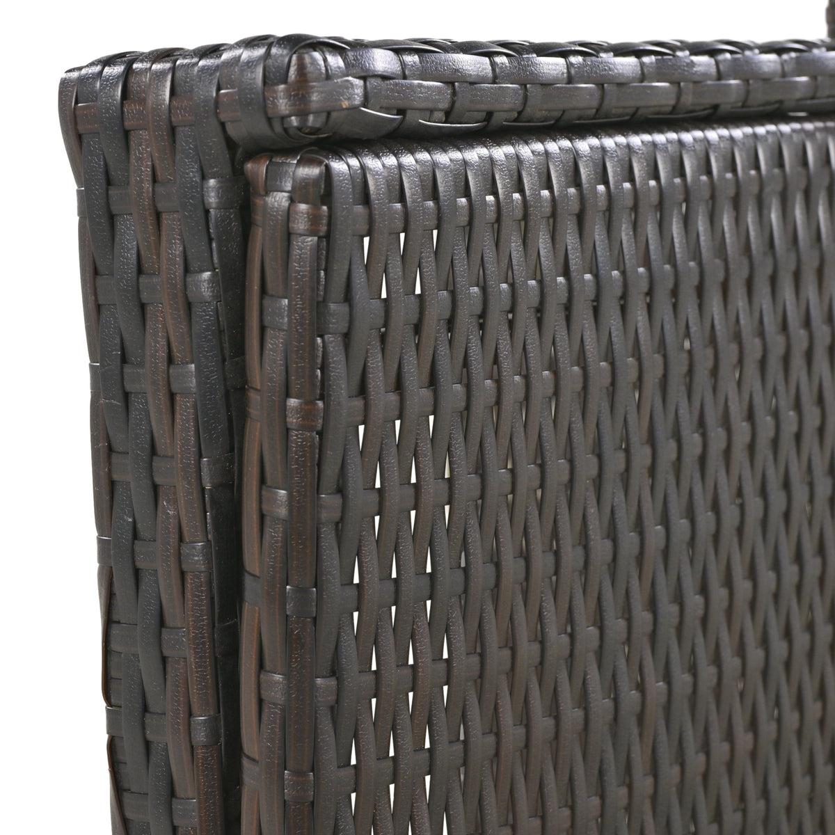 Anthony & Home outdoor wicker chaise lounges set with pull-out side table, dark brown, 5-level adjustable backrest, perfect for patio lounging.