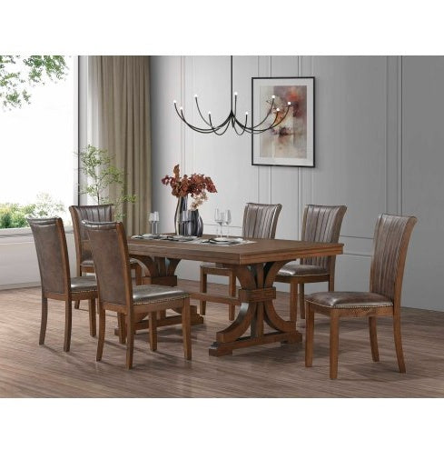 Oak Rubber Wood Dining Table For 6 To 8 With Trestle Base