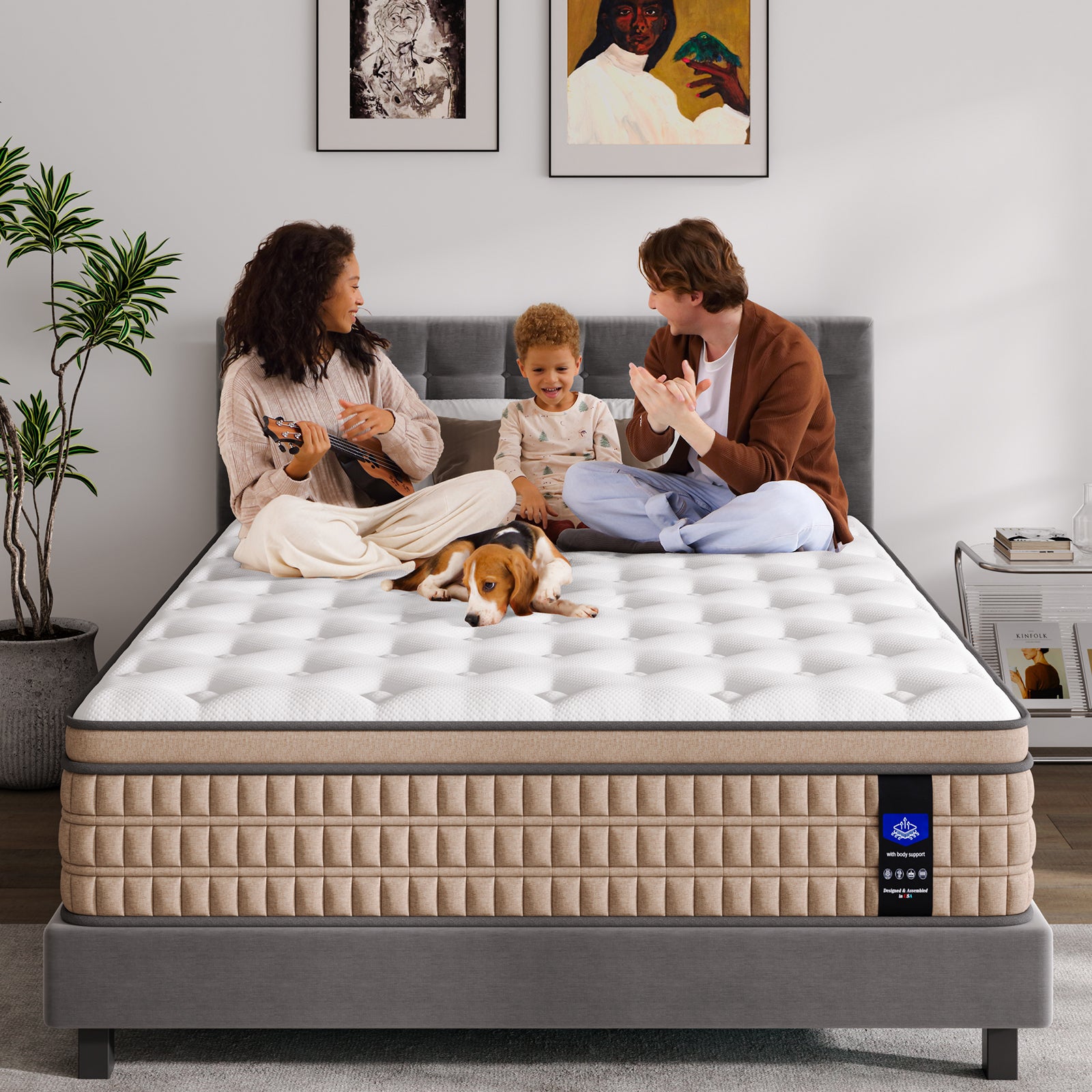Anthony & Home Hotel Collection 14-inch king gel memory foam mattress showing plush surface and layered construction.