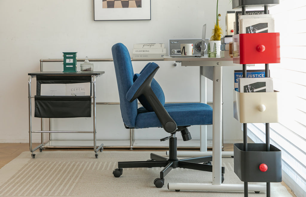 Anthony & Home Atelier Velvet Office Chair with crisscross armrests, featuring plush velvet upholstery and modern ergonomic design.