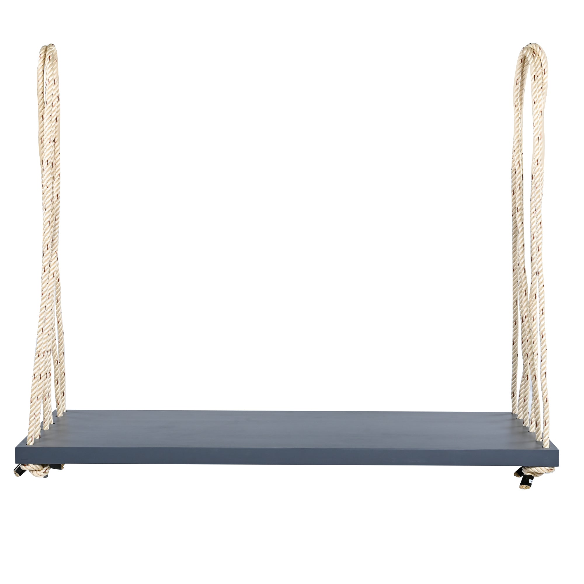 Anthony & Home Topmax Acacia wood patio swing chair with cushioned seat and gray finish, perfect for outdoor relaxation.
