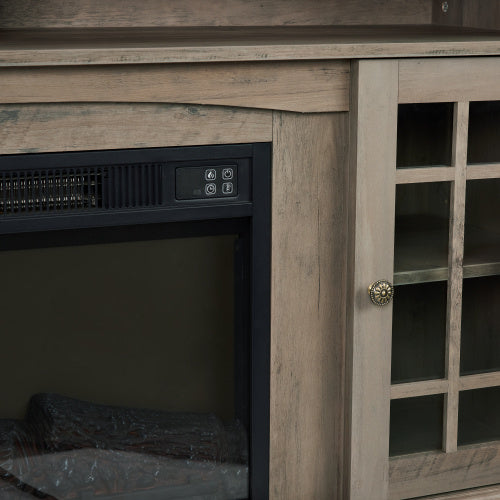 Classic Gray TV Media Stand With 23 Inch Fireplace Inset