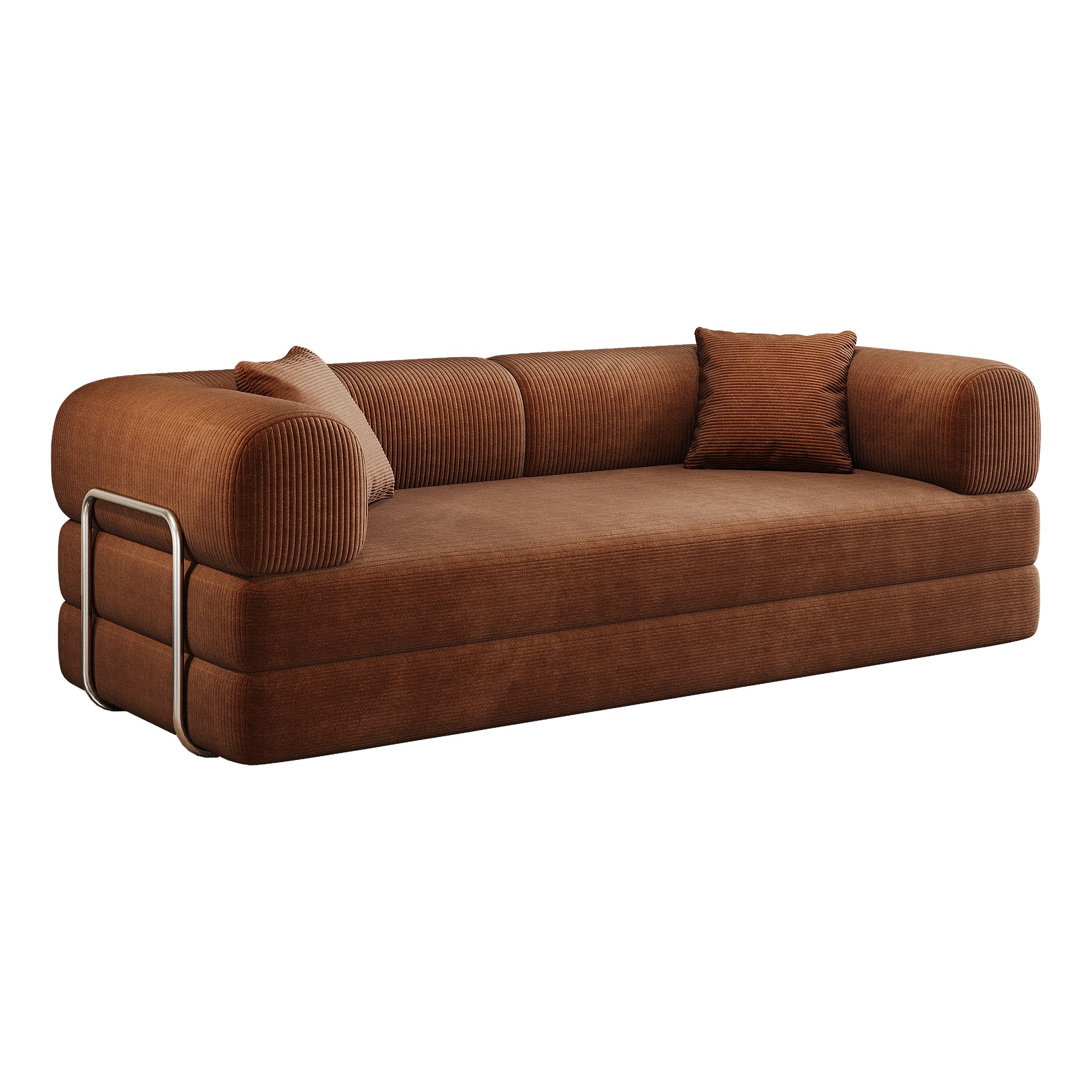 Corduroy Studio Convertible Sofa Bed by Anthony & Home shown in a modern living space, featuring a stylish pink corduroy fabric and compact design.