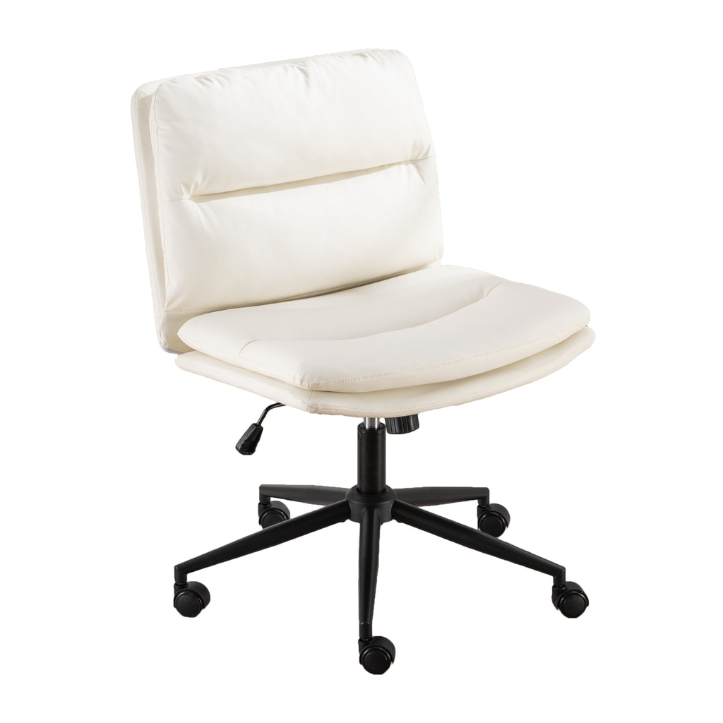 Anthony & Home Bizerte Atelier adjustable swivel chair with white finish, featuring criss-cross design for office or vanity use.