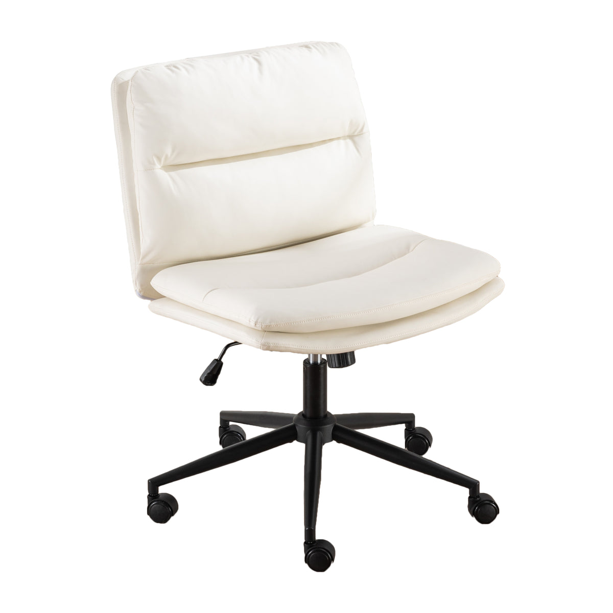 Anthony & Home Bizerte Atelier adjustable swivel chair with white finish, featuring criss-cross design for office or vanity use.