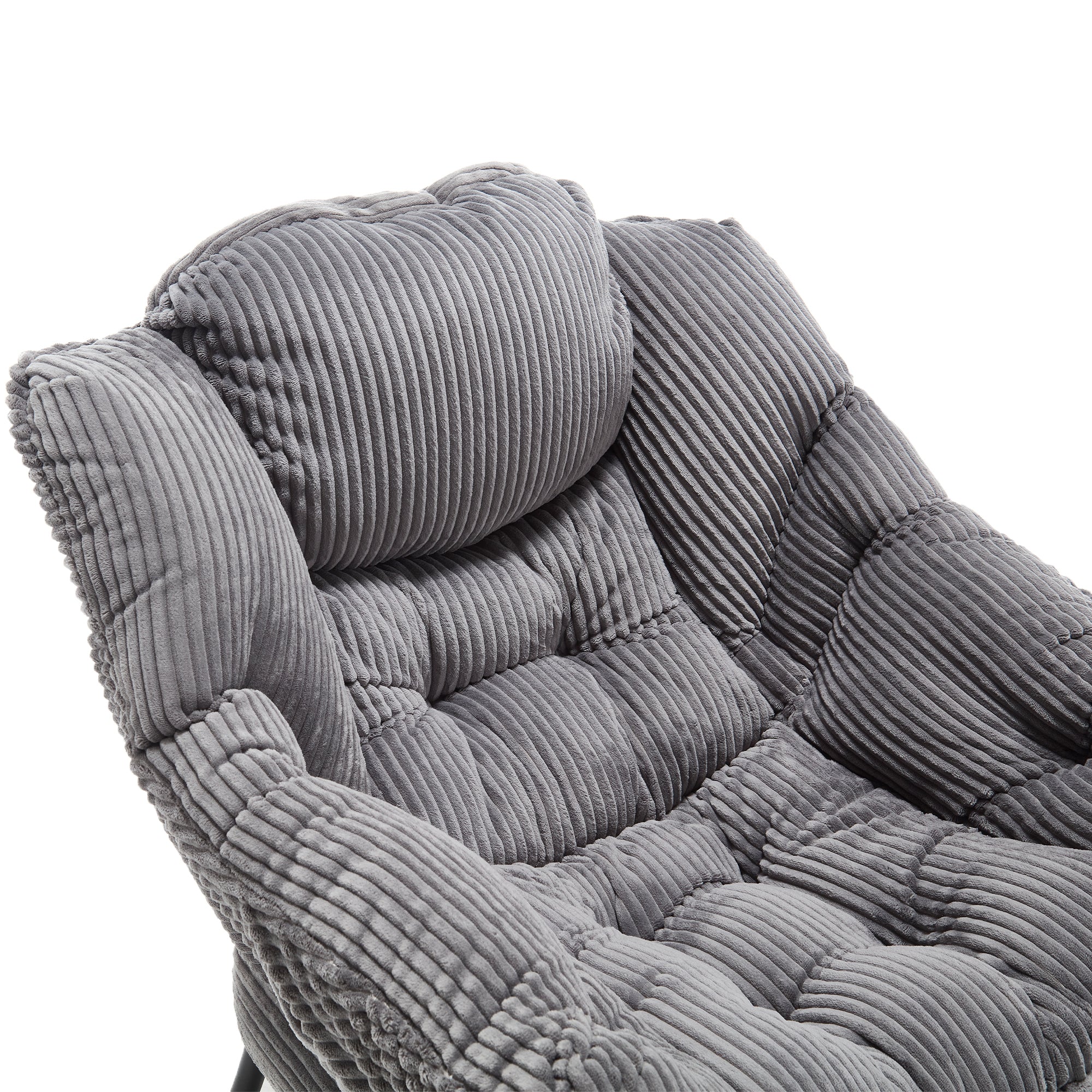 Grey upholstered lounge chair with matching ottoman and armrests, stylish and comfortable seating from Anthony & Home.