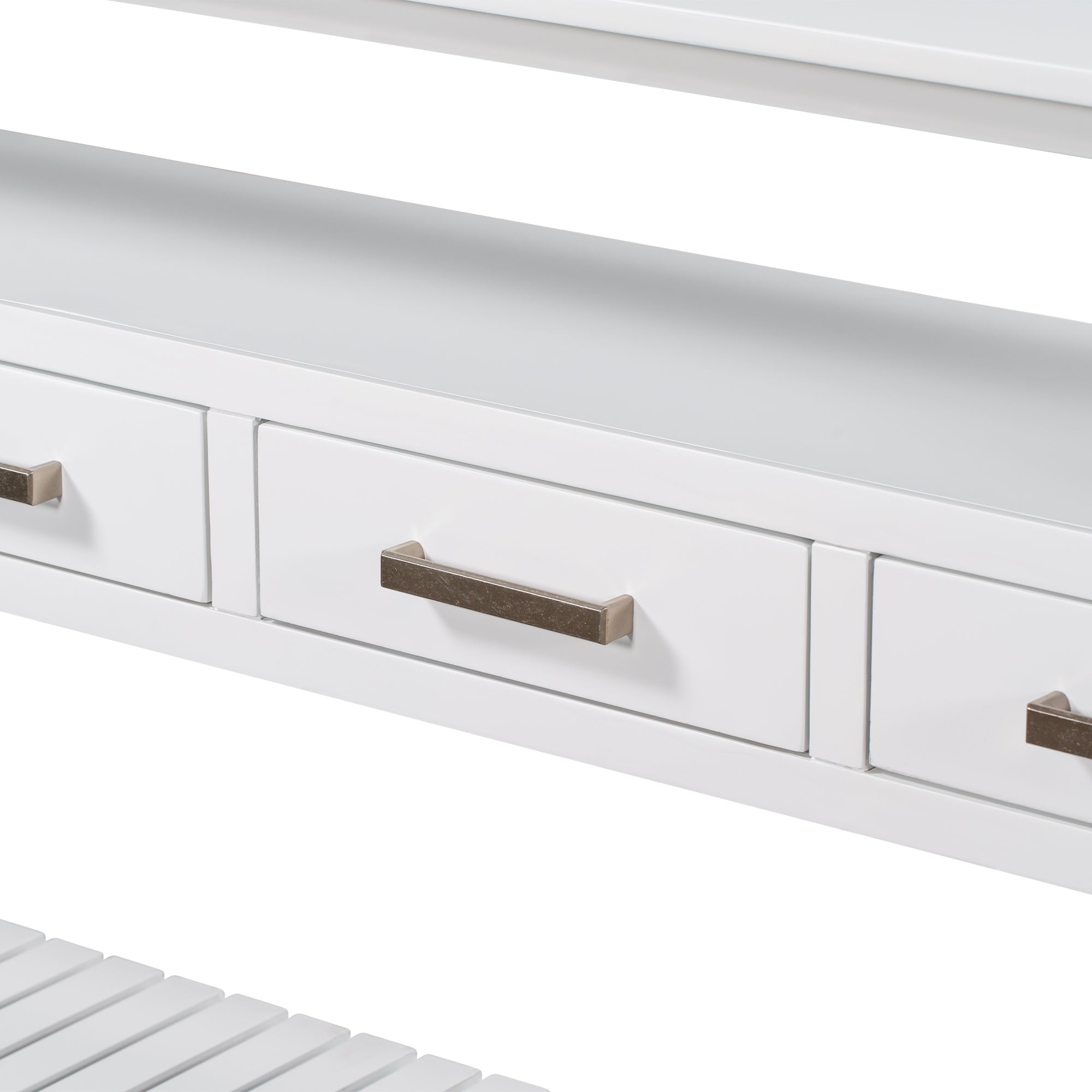 White painted Anthony & Home Signature Console Table with sleek design and sturdy wooden construction.