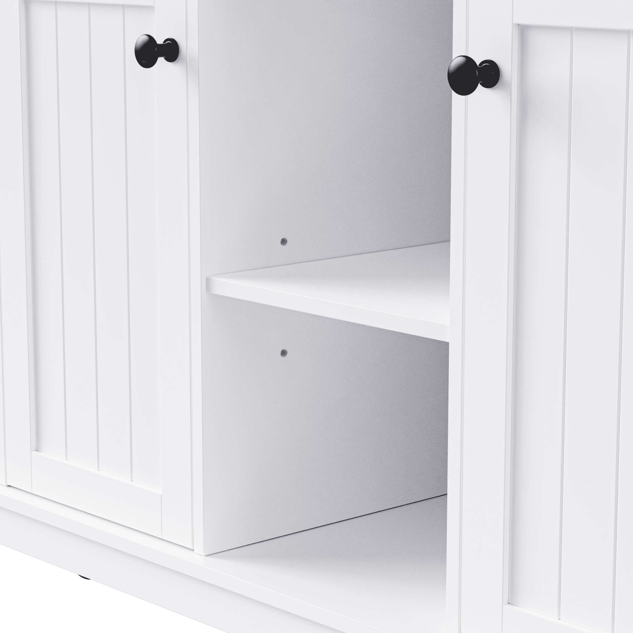 White Anthony & Home Studio MDF kitchen island with drop leaf, bar stools, power outlet, and storage cart in a modern kitchen setting.