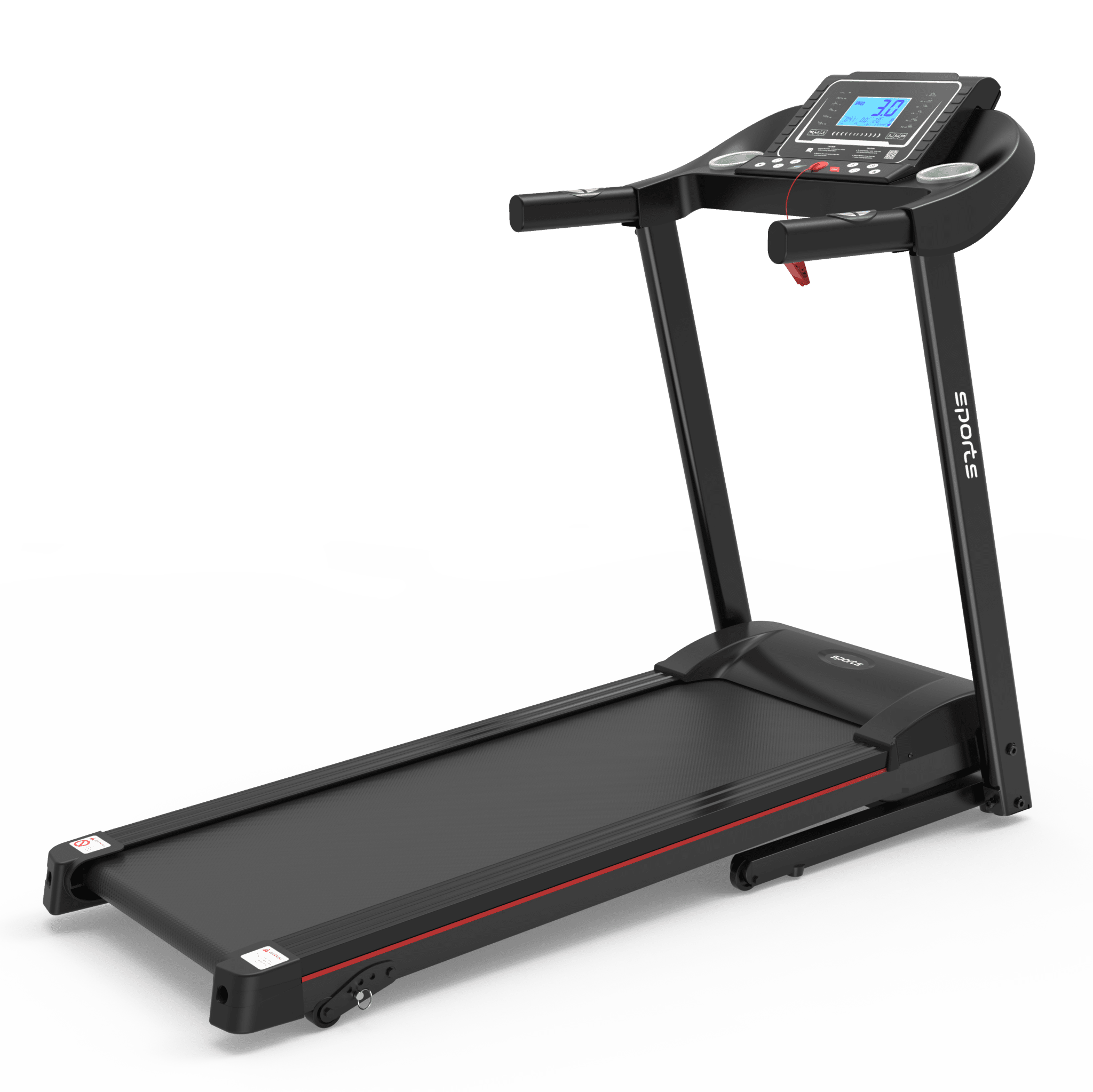 Anthony & Home Fitshow Elite Edition folding treadmill with hydraulic assist, quiet design for home gym use.