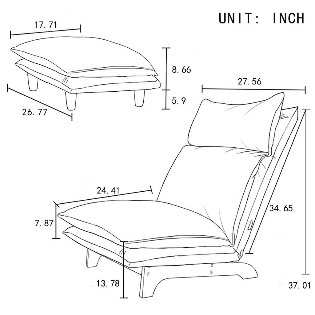 Beige Anthony & Home Studio foldable metal frame recliner with padded seat and backrest, ideal for relaxing and versatile seating.