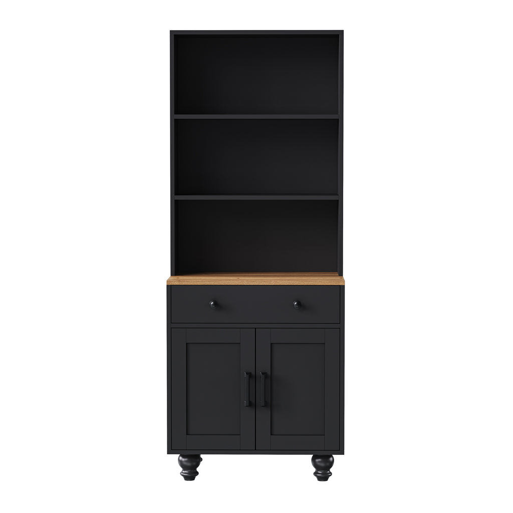 Black farmhouse storage cabinet by Anthony & Home with solid wood gourd-shaped legs, part of the Studio Collection.