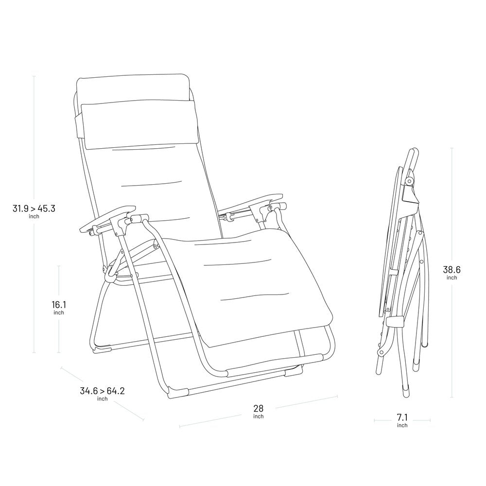 26" Gray Steel Outdoor Zero Gravity Chair with Gray Cushion