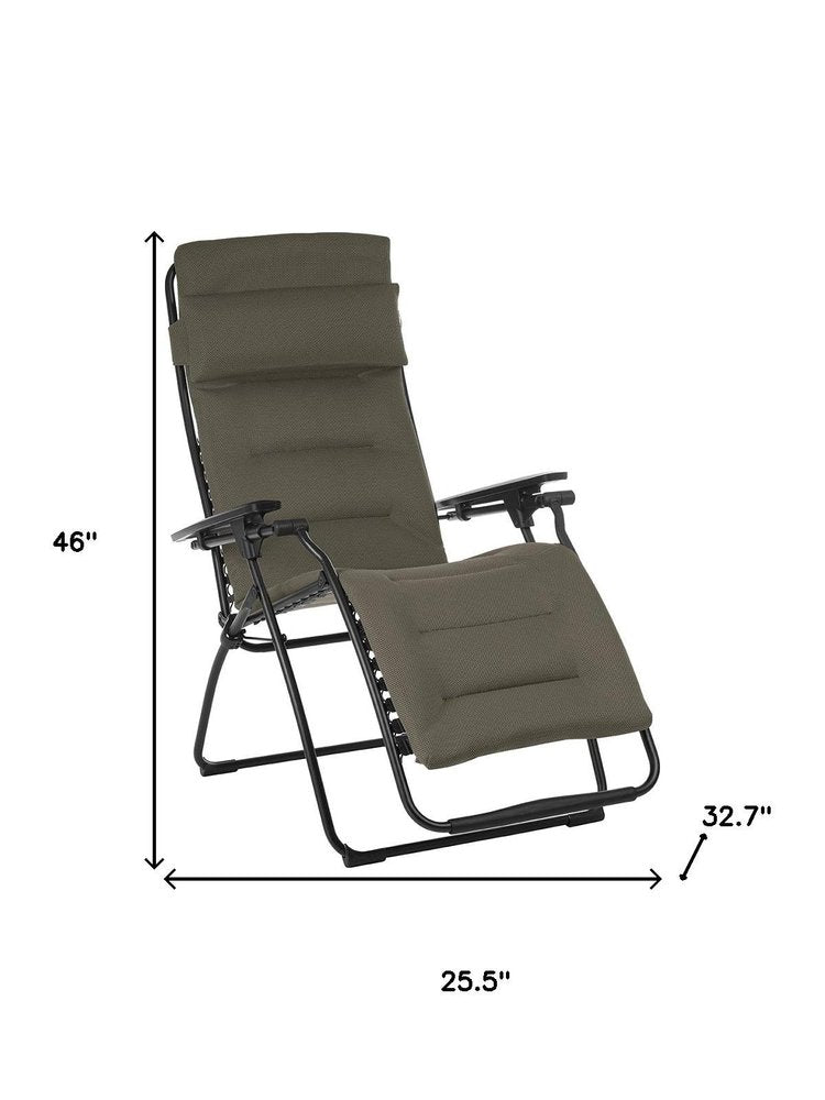 26" Gray Steel Outdoor Zero Gravity Chair with Gray Cushion