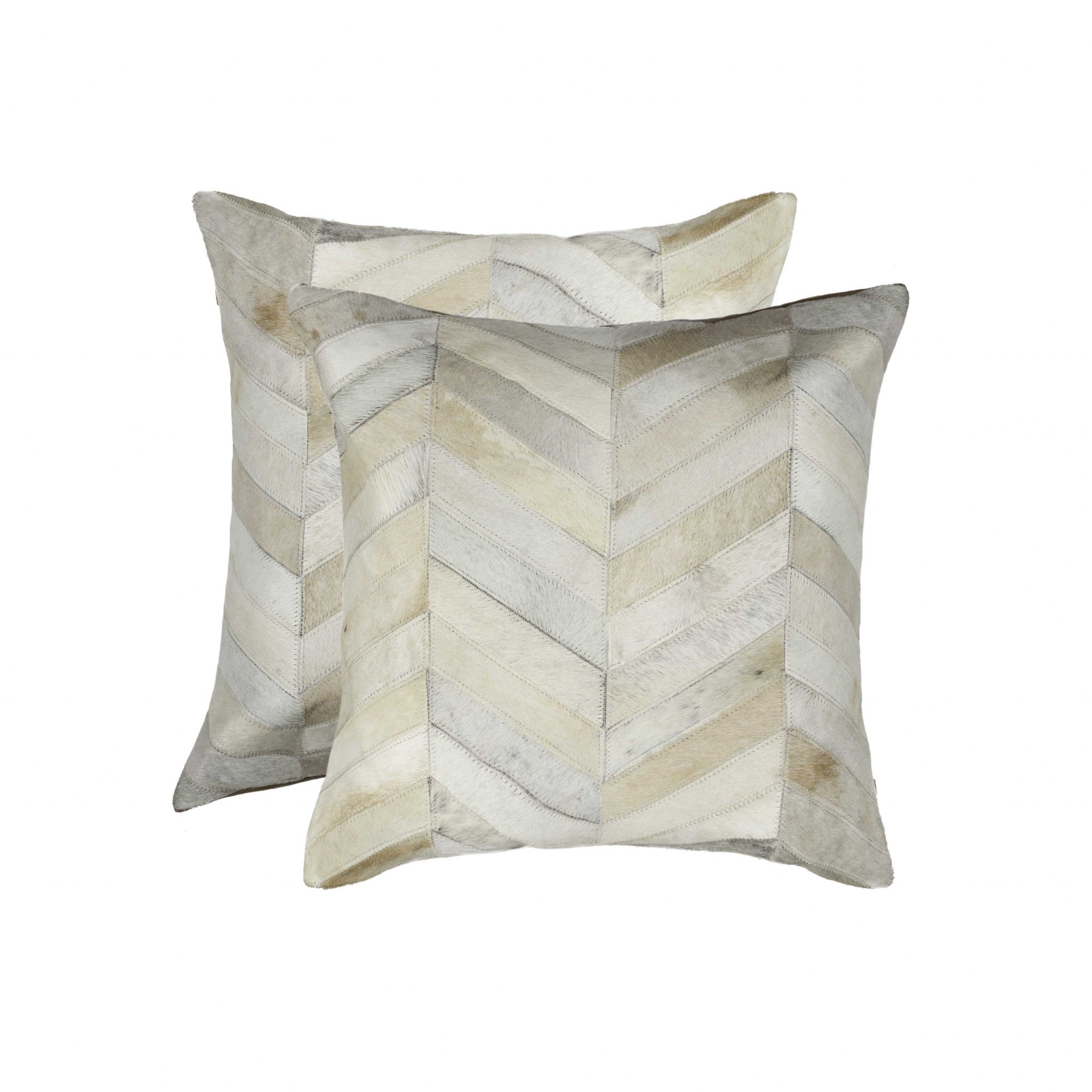 Set of Two Natural Cowhide Throw Pillow-3