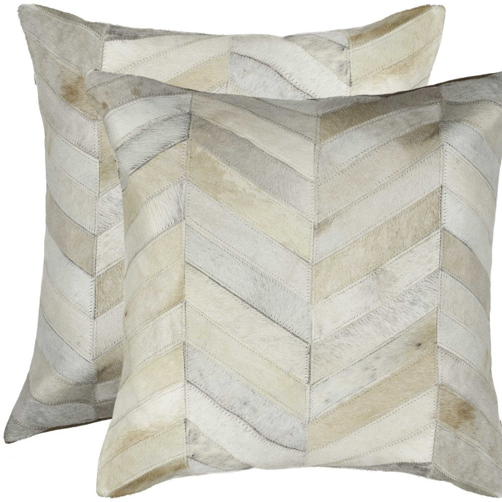 Set of Two Natural Cowhide Throw Pillow-4