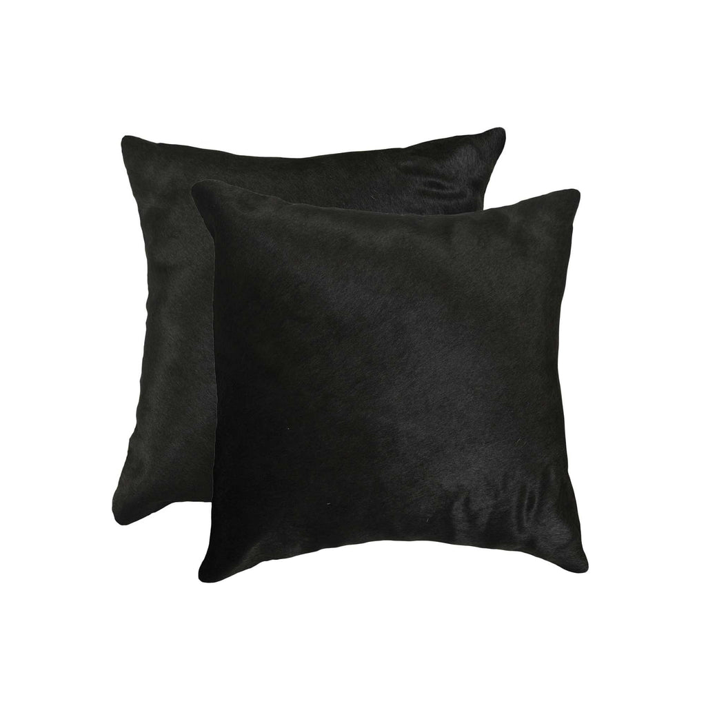 Set of Two 18" Black Cowhide Throw Pillows-2