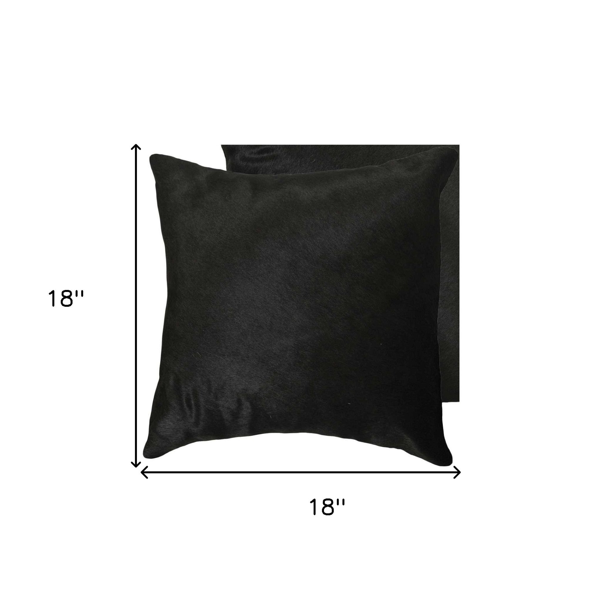 Set of Two 18" Black Cowhide Throw Pillows-5