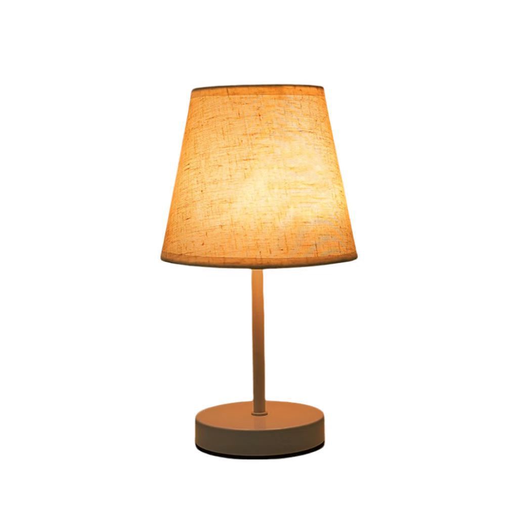 Solid Wood Bedside Table Lamp With Fabric Iron Finish