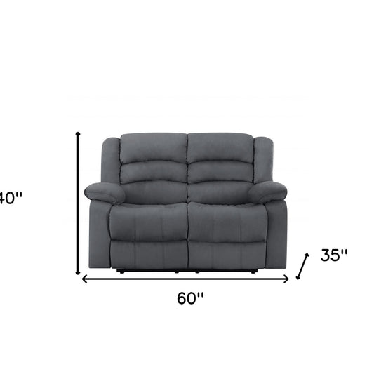60" Gray Microfiber Manual Reclining Loveseat