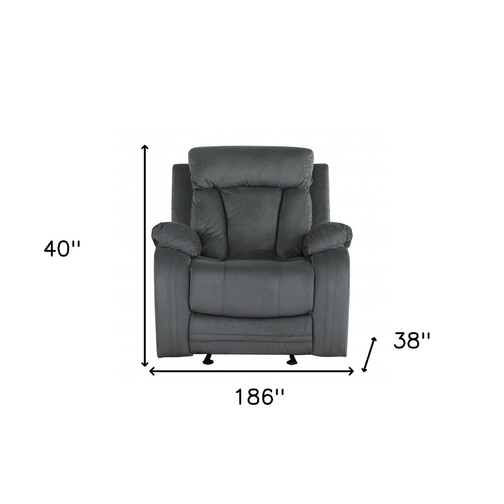Three Piece Indoor Gray Microsuede Six Person Seating Set