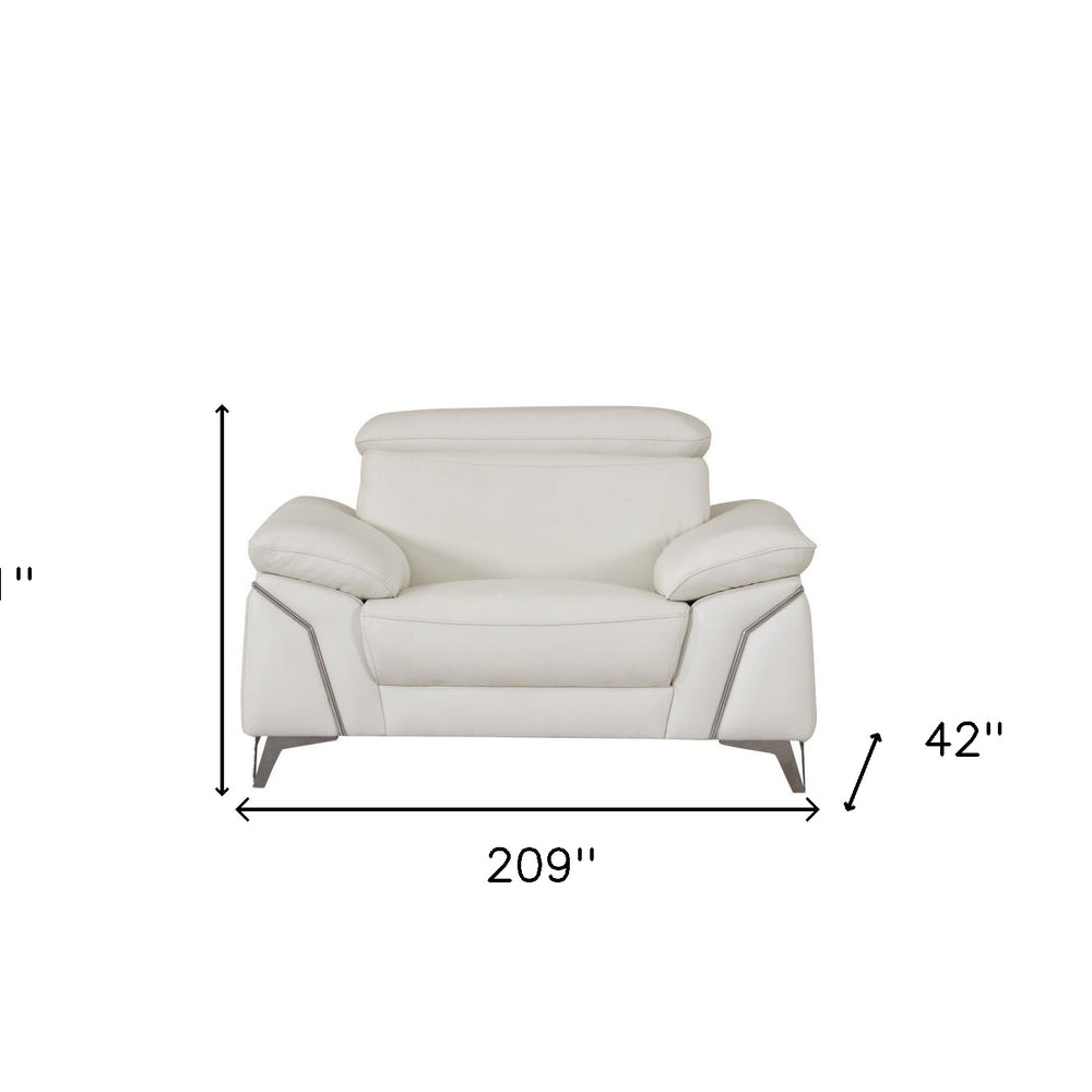 Three Piece Indoor White Italian Leather Six Person Seating Set