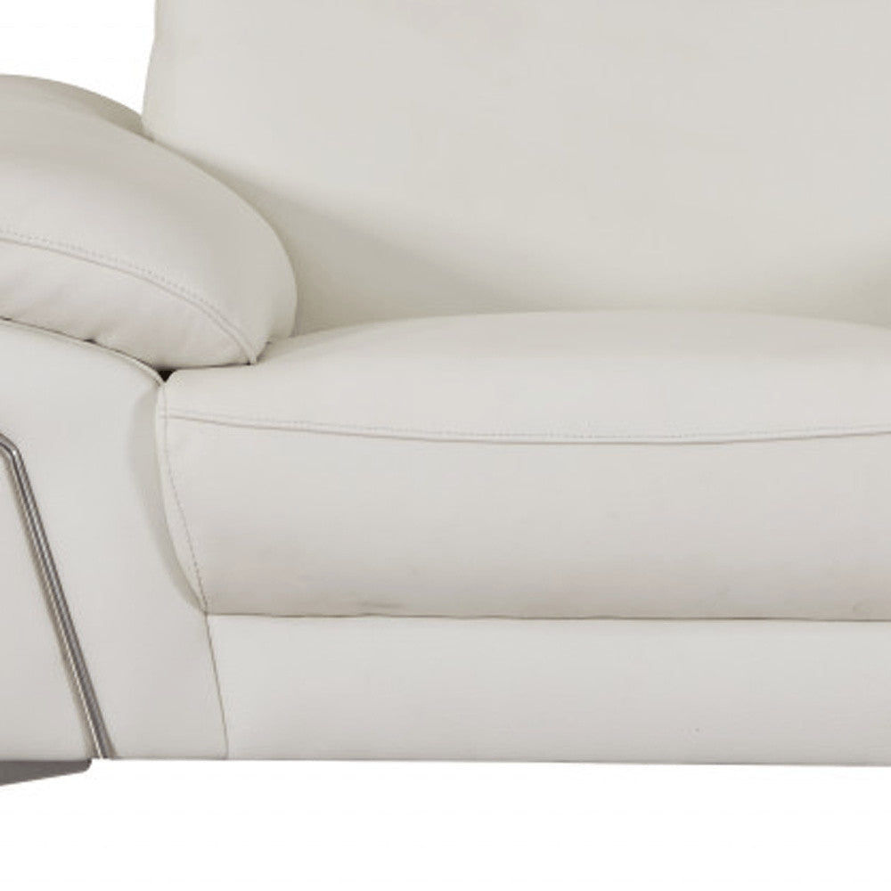 Three Piece Indoor White Italian Leather Six Person Seating Set