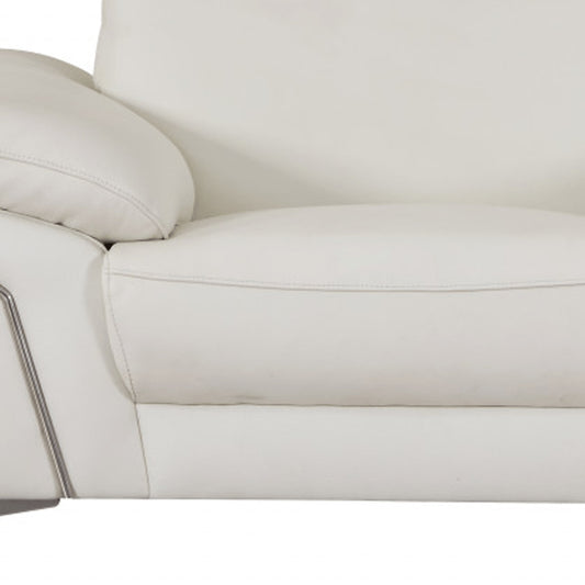 Three Piece Indoor White Italian Leather Six Person Seating Set