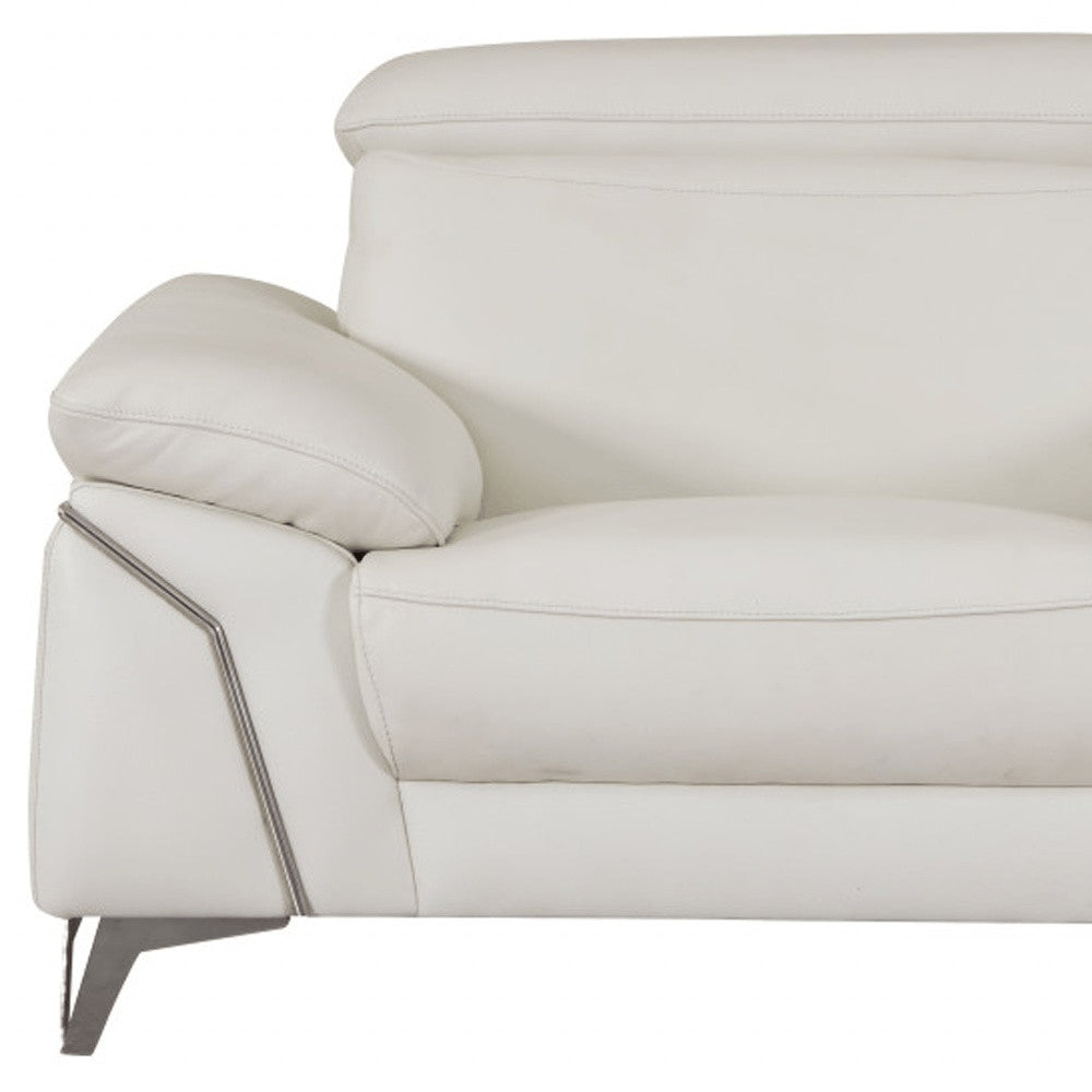 Three Piece Indoor White Italian Leather Six Person Seating Set