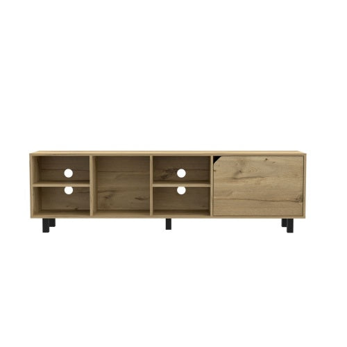 Conquest Light Oak TV Stand Four Shelves Up To 70 Inches