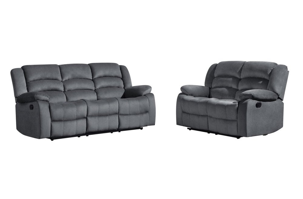 Two Piece Indoor Gray Microsuede Five Person Living Room Set