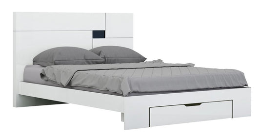 White Solid Wood Queen Bed Frame - Anthony & Home
