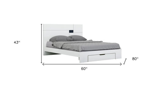 White Solid Wood Queen Bed Frame - Anthony & Home
