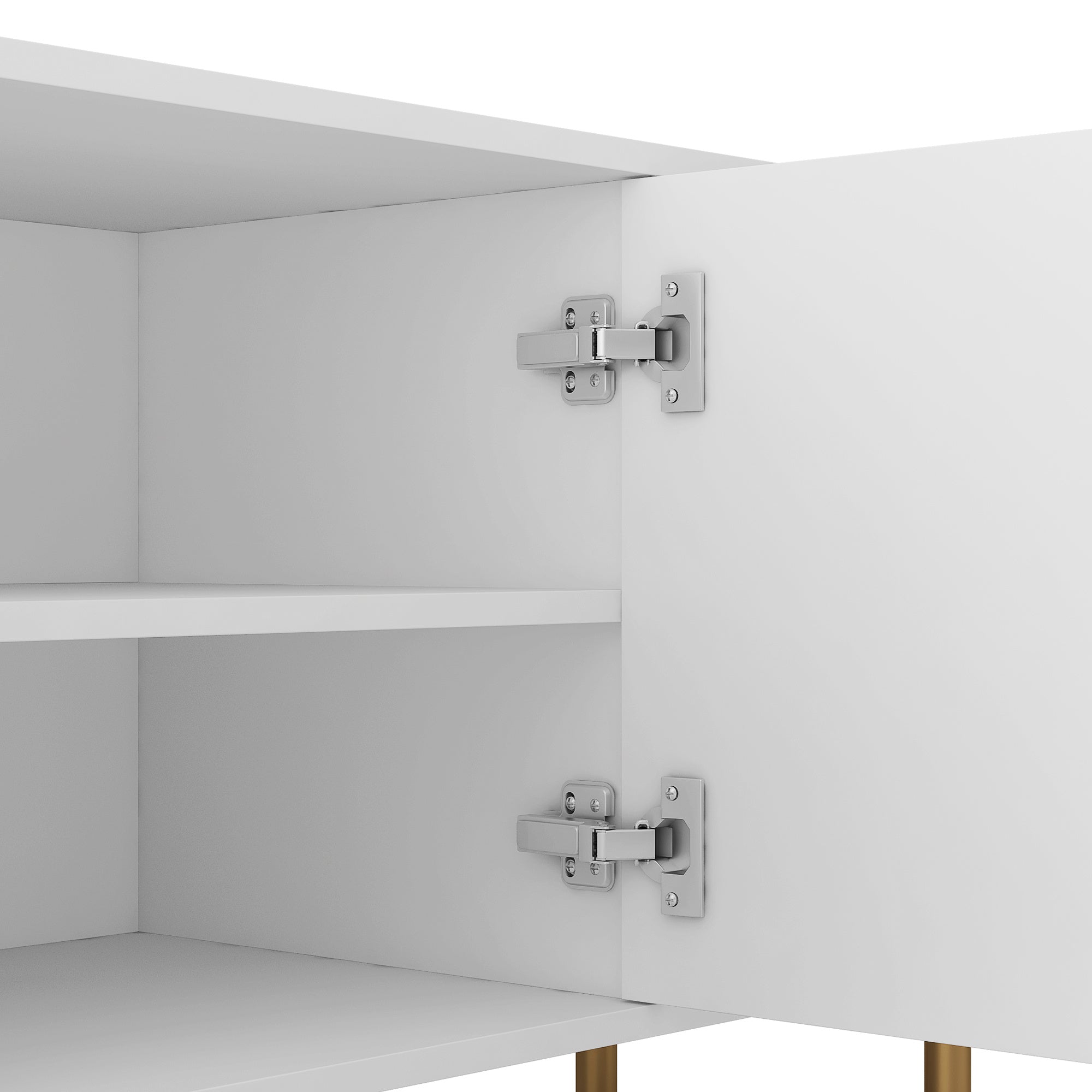 White Fluted Modern TV Stand With Storage Doors 68 Inch