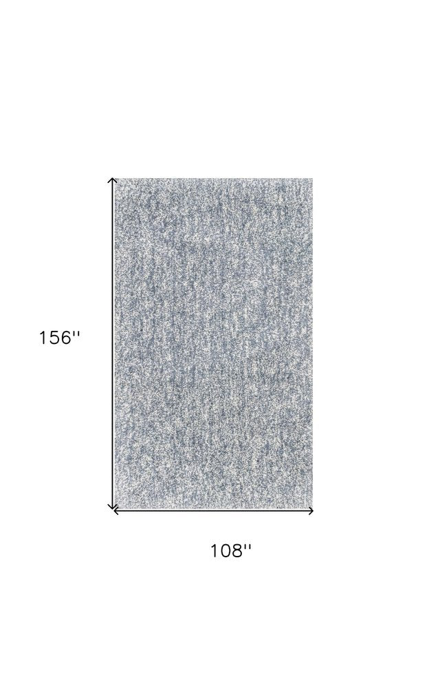 9' X 13' Slate Blue And Ivory Abstract Hand Woven Area Rug