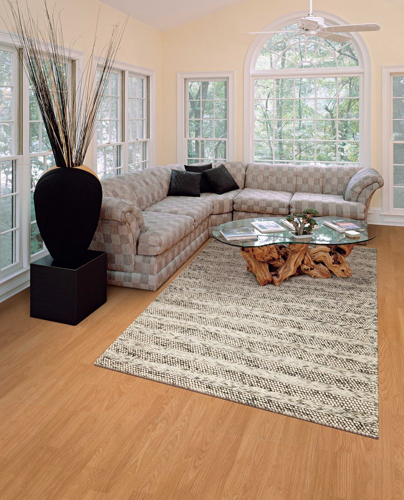 9' X 13' Wool Striped Hand Woven Area Rug