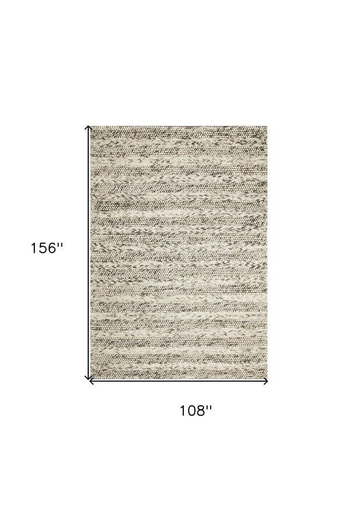 9' X 13' Wool Striped Hand Woven Area Rug