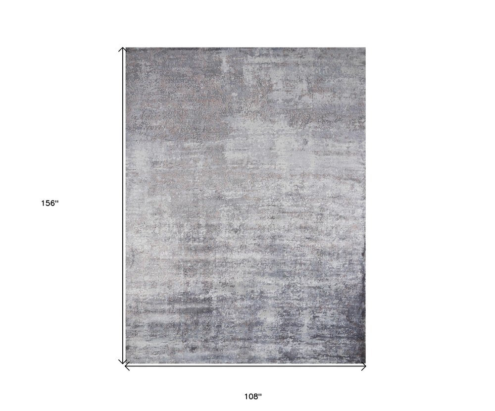 9' X 13' Slate Gray And Dark Gray Abstract Hand Loomed Area Rug