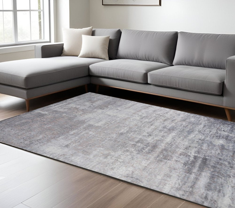 9' X 13' Slate Gray And Dark Gray Abstract Hand Loomed Area Rug