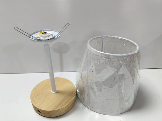 Solid Wood Bedside Table Lamp With Fabric Iron Finish