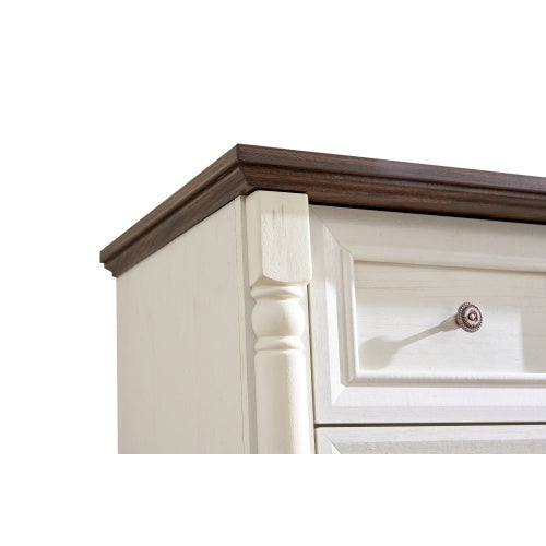Farmhouse Style 5 Drawer Dresser Chest Rustic Wood Base