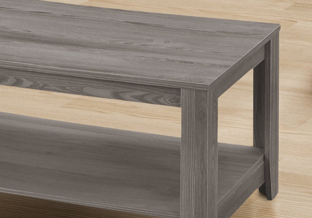 Set of Three 42" Gray Coffee Table With Shelf