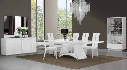 Seven Piece White Dining Set with Six Chairs - Anthony & Home