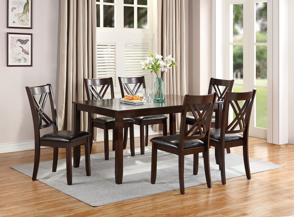7 Piece Espresso Finish Dining Table And Six Side Chairs