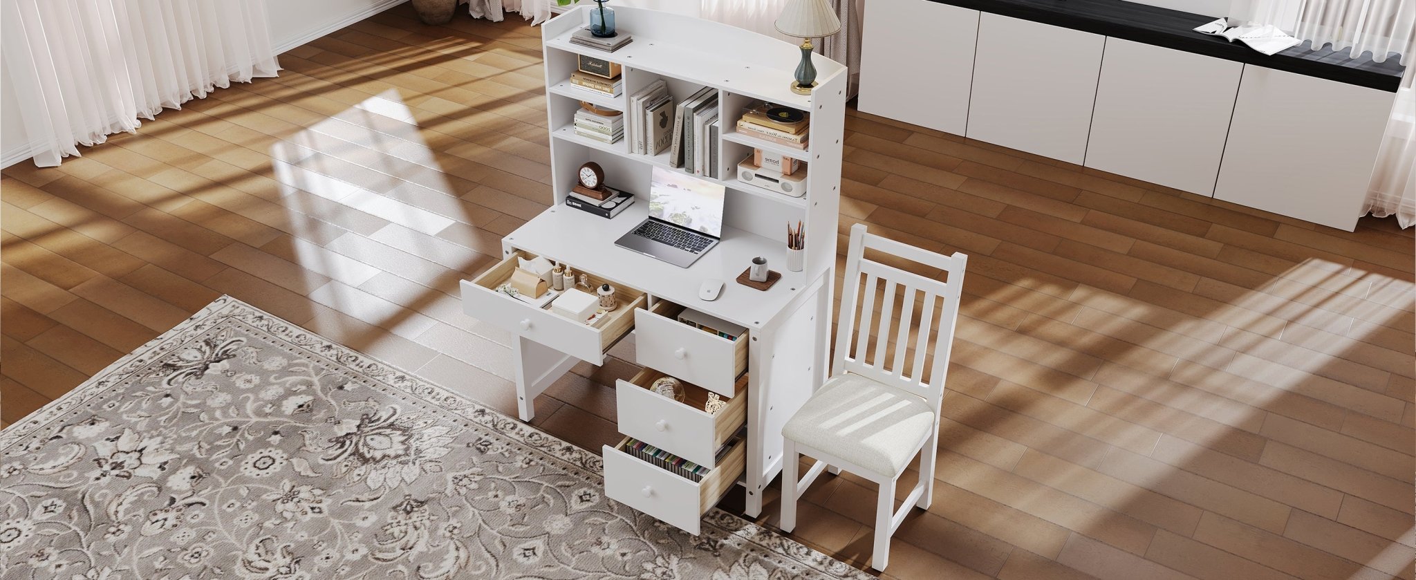 Heritage Collection vintage wood executive desk with matching chair by Anthony & Home, featuring classic craftsmanship and elegant design.